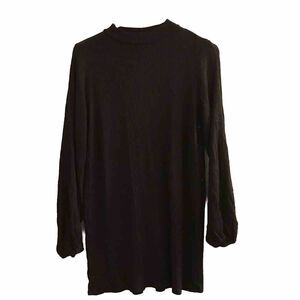 Black Mock Neck Mini Dress Womens Size XL 12-14 Long Sleeve Ribbed Tunic